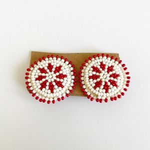 Vintage Rosette Medallion Clip-on Native American Design Earrings